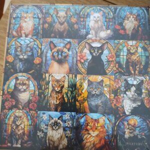 Puzzle of stain glass cats